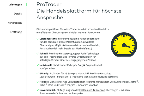 Tradingplattform bei Comdirect