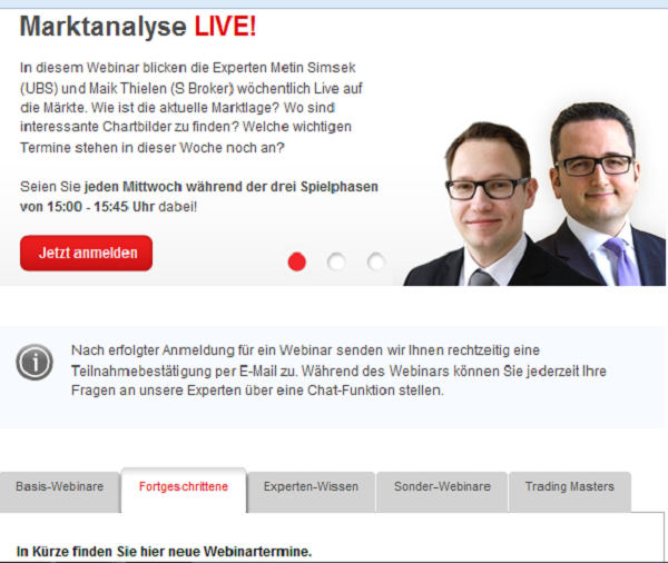 sbroker Webinare zum Handeln lernen