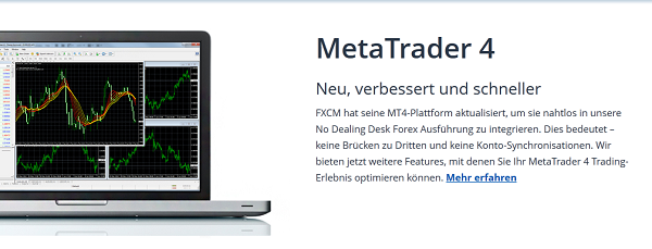 Eine der Handelsplattformen bei FXCM stellt der MetaTrader 4 dar