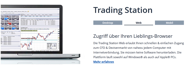 Eine webbasierte Anwendung ist bei FXCM ebenfalls zu finden