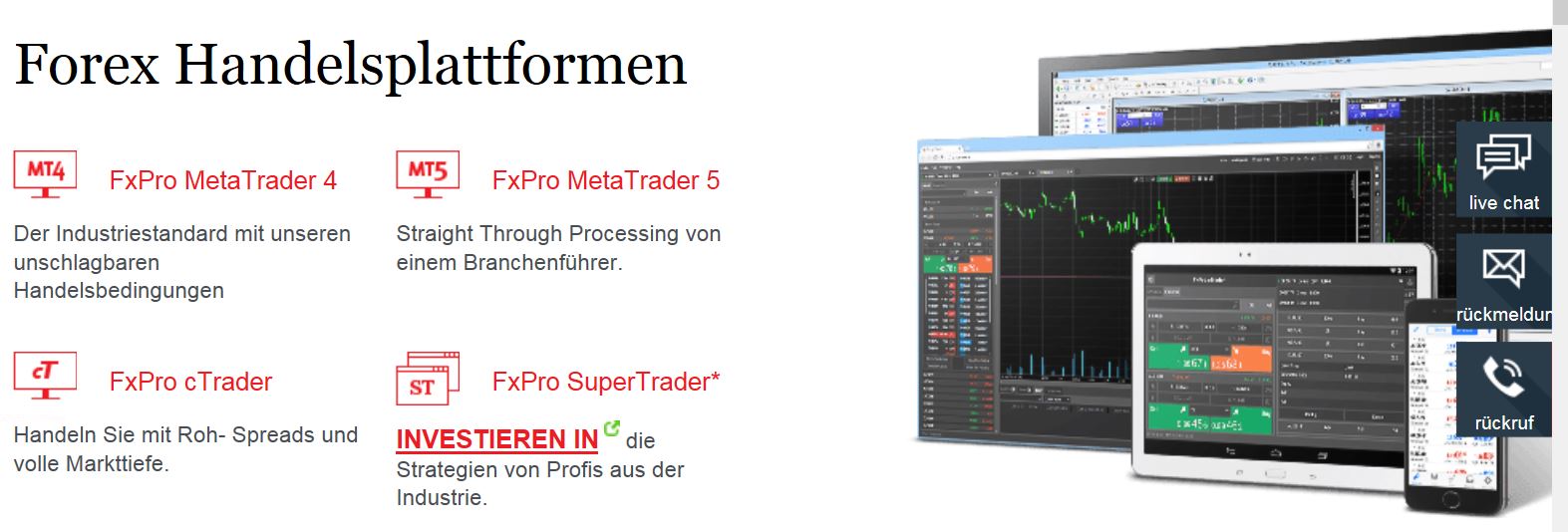 MetaTrader 5 Angebot bei FXPro