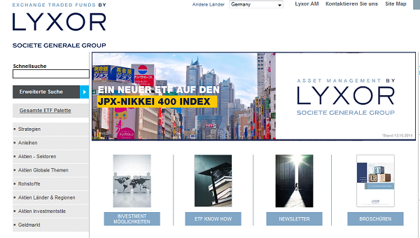 Einer der größten Anbieter von ETFs: LYXOR