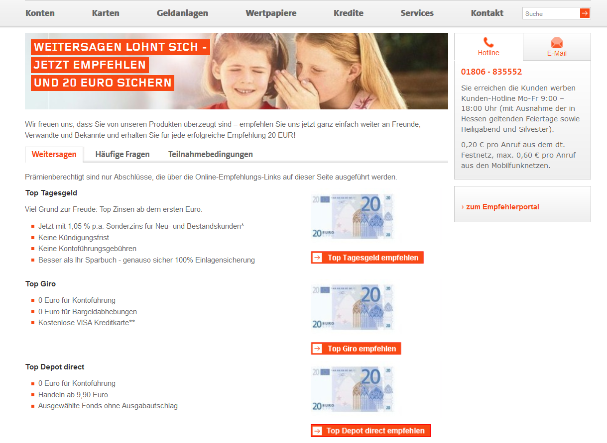 Der Werbebonus bei Wüstenrot direct verspricht 20 Euro extra