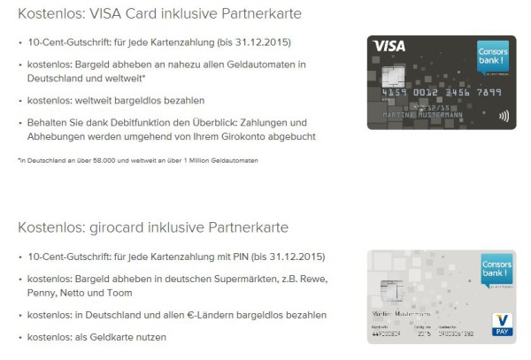 Girocard und Visa Card im Überblick