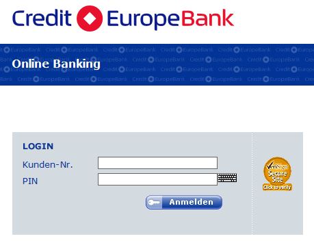 Online-Banking-Anmeldung bei der Credit Europe Bank