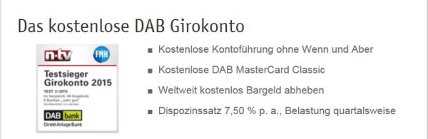 Die Vorteile des DAB Girokontos auf einen Blick