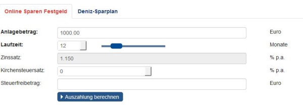 Das ist der Zinsrechner der DenizBank.