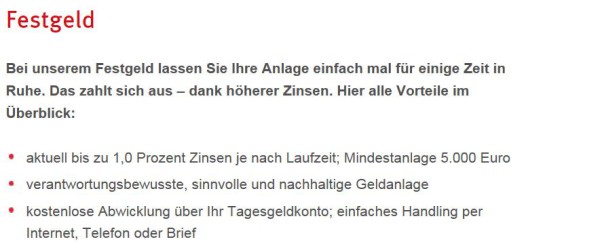 Das ProCredit Festgeld bietet bis zu 1,0 Prozent Zinsen