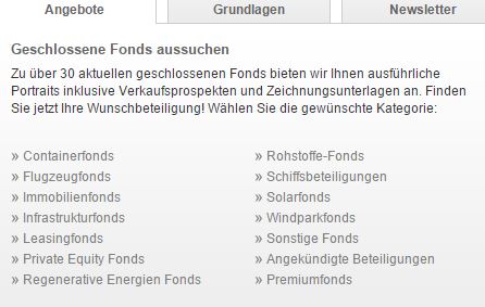 Fonds nach Branchen wählen.