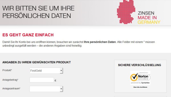 Online-Antrag Kontoeröffnung bei der GEFA Bank