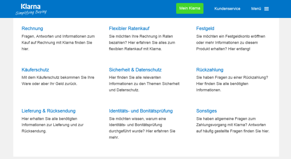 Klarna bietet seinen Kunden eine breite Angebotspalette
