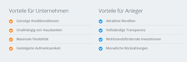 Viele Vorteile für Kunden von Funding Circle