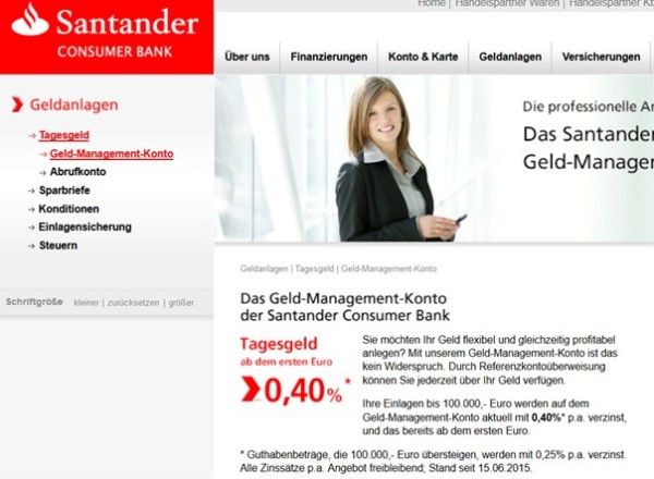 Kreditangebot der Santander Consumer Bank