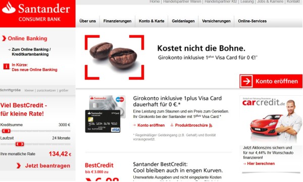 Santander Consumer Bank Startseite