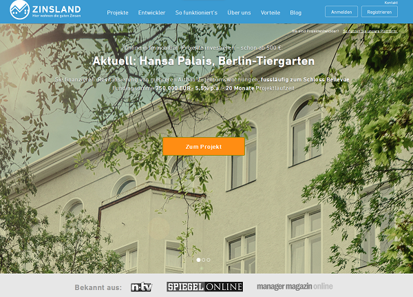 Webseite von Zinsland