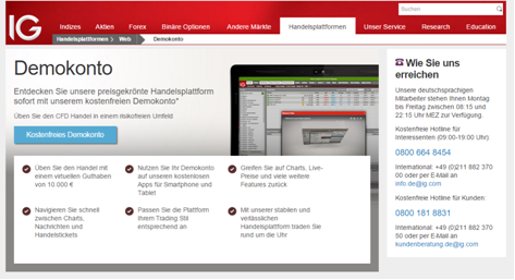 IG Binäre Optionen Demokonto