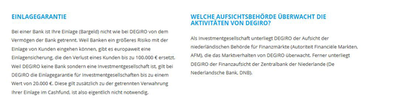 Die Sicherheiten bei DeGiro im Überblick