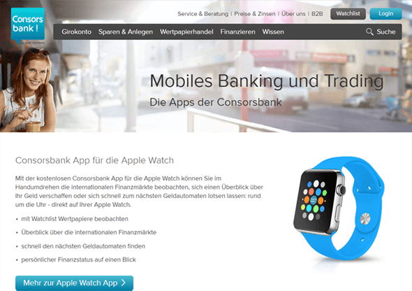 Die Consorsbank bewegt sich am Puls der Zeit und bietet auch mobiles Banking an