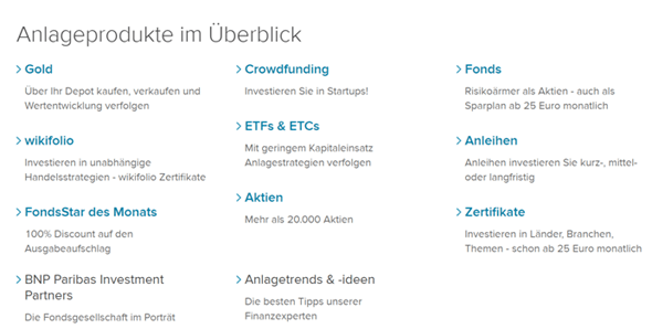 Consorsbank Anlageprodukte