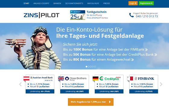 Zinspilot Webseite