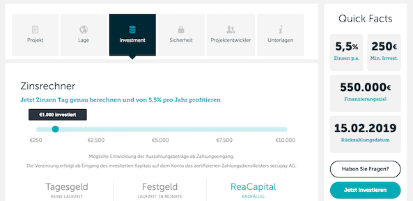 ReaCapital Projekt Informationen