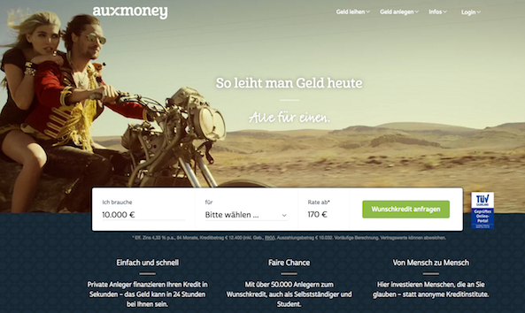 auxmoney Webseite