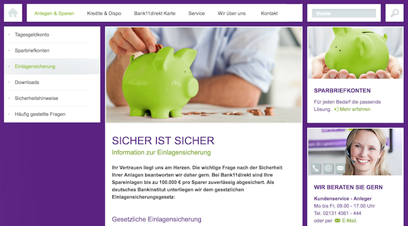 Bank11direkt Einlagensicherung