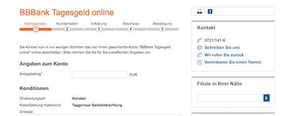 BB Bank Tagesgeldkonto eröffnen