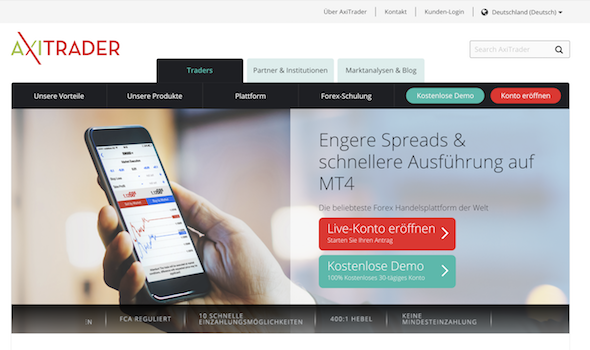 AxiTrader Webseite