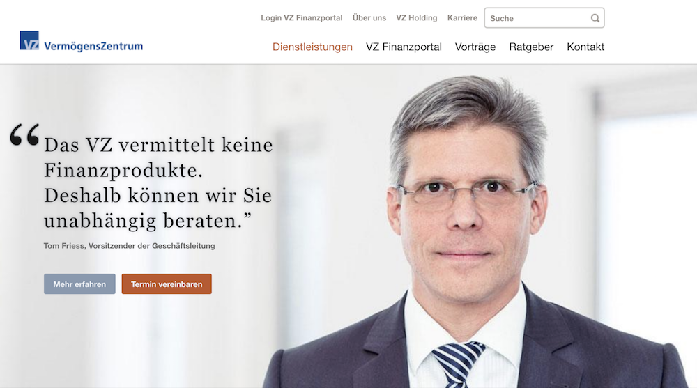 VermögensZentrum Webseite