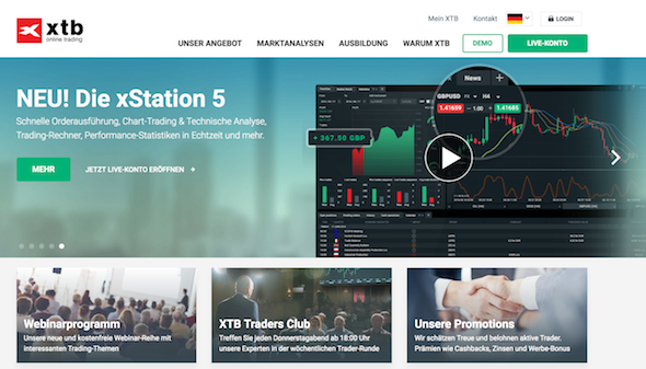 Die xStation 5 Handelsplattform bietet viele Tools für Anleger des Online-Brokers XTB