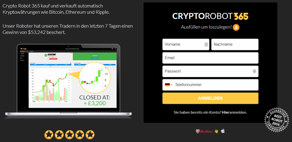 Crypto Robot 365 Webseite