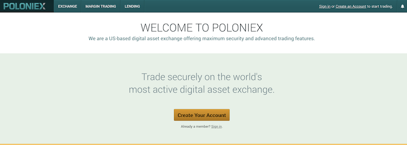 Poloniex Webseite
