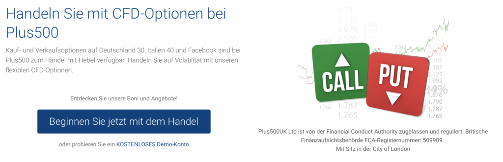 Trader können klassische Optionen z. B. bei Plus500 handeln