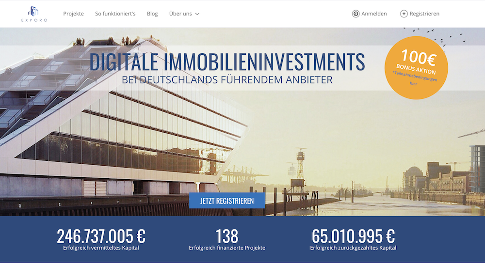 Exporo ist einer der führenden Online-Immobilieninvestment Plattformen