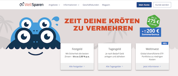 WeltSparen Webseite