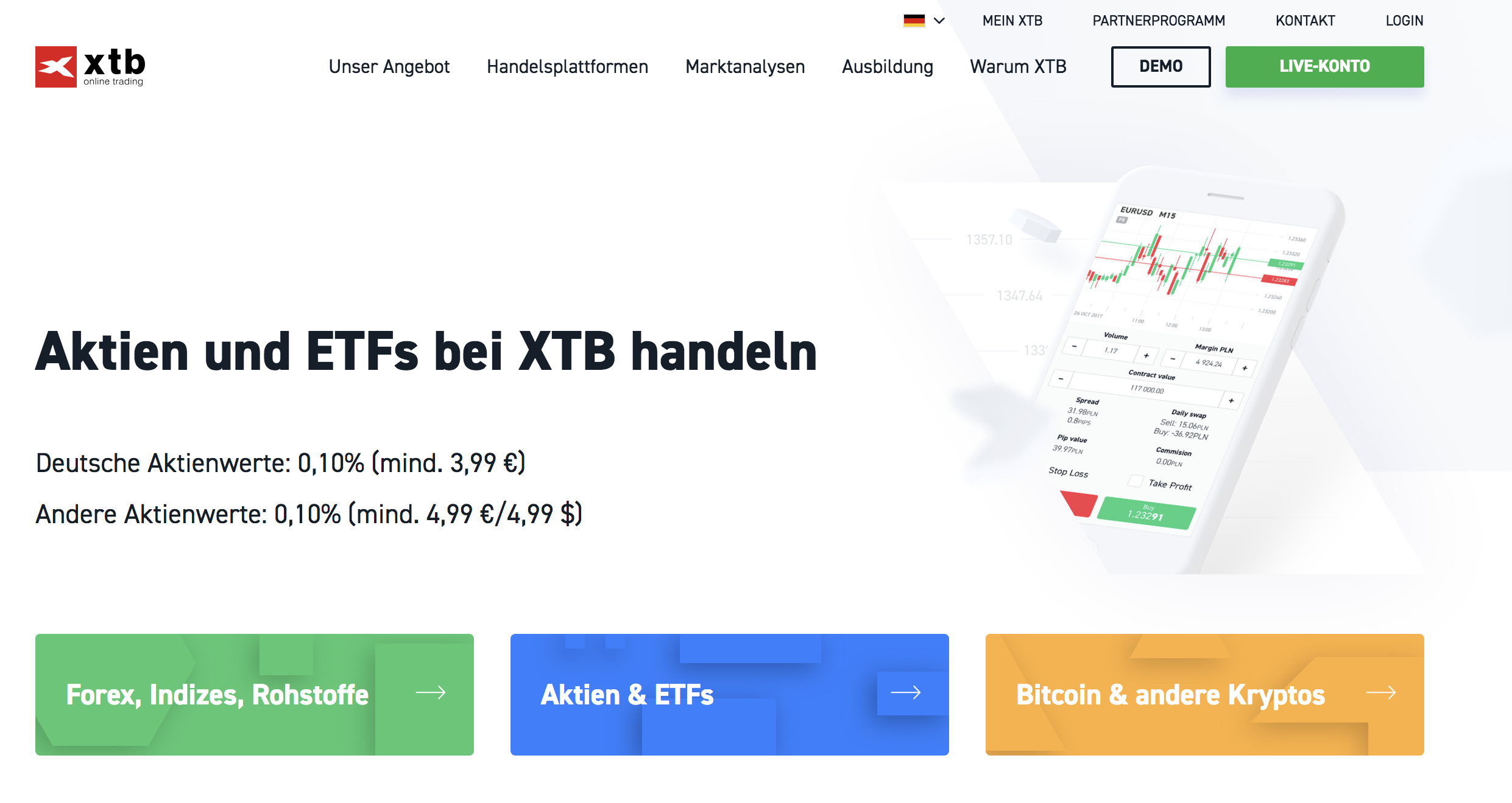 XTB Webseite