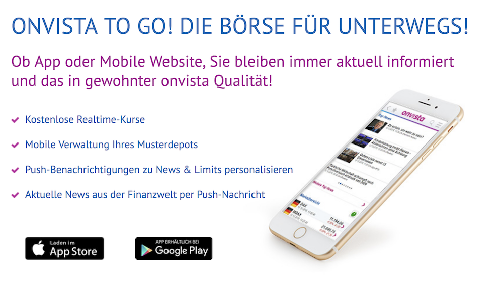 OnVista Bank App Push Benachrichtigungen