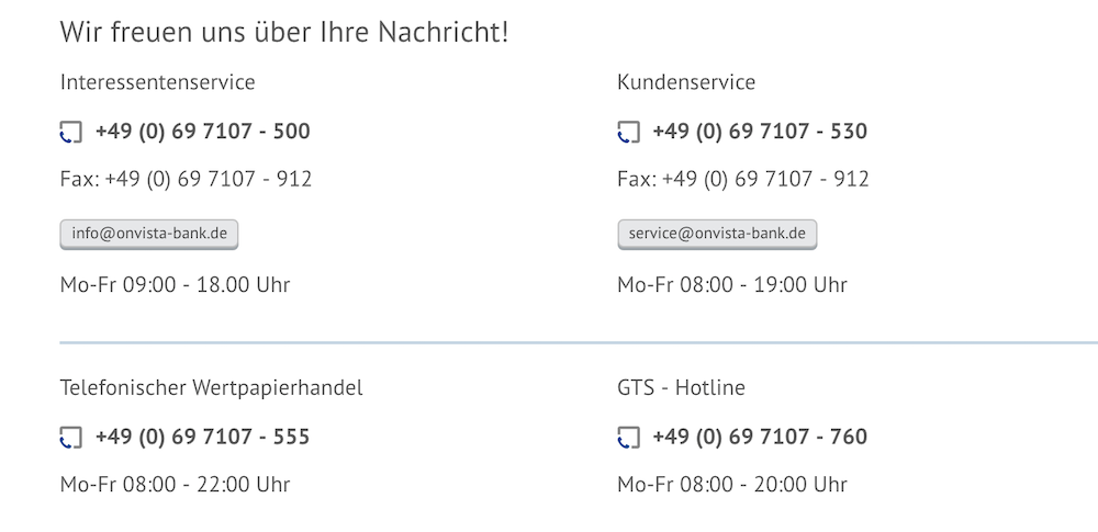 OnVista Bank Kundensupport