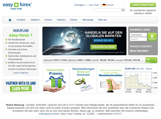 Die Easy Forex Webseite bietet eine ganze Menge Informationen