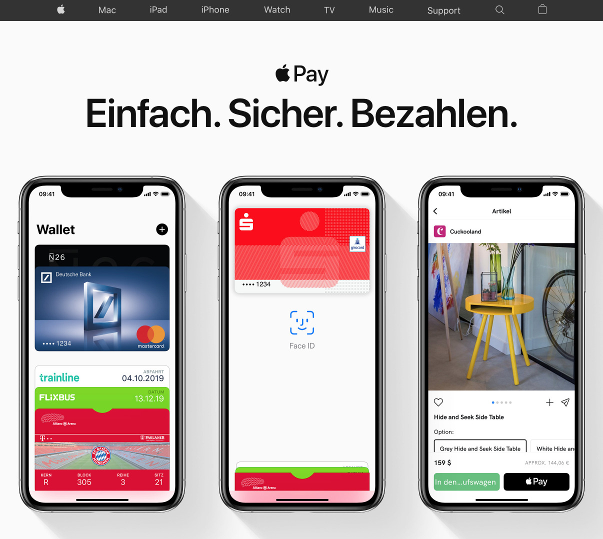 Mit Apple Pay können Sie einfach und sicher bezahlen